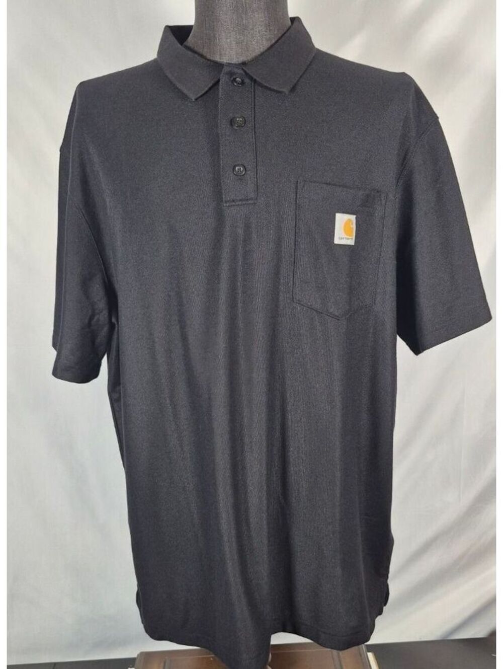 Carhartt Mens XL Black Loose Fit Pocket Polo Work Shirt